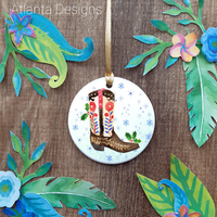 PERSONALISE ME! Cowboy Boots - Individual Ceramic Hanging Christmas Decoration - Country Music