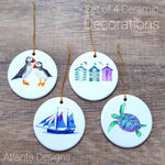 Seaside - Set of 4 Ceramic Hanging Decorations