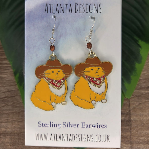 Cowboy Cat Earrings - Country Jewellery