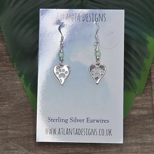 Paw Print Heart Earrings