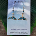 Blue Whale Tail Dangly Earrings - Ocean Jewellery