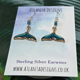 Blue Whale Tail Dangly Earrings - Ocean Jewellery
