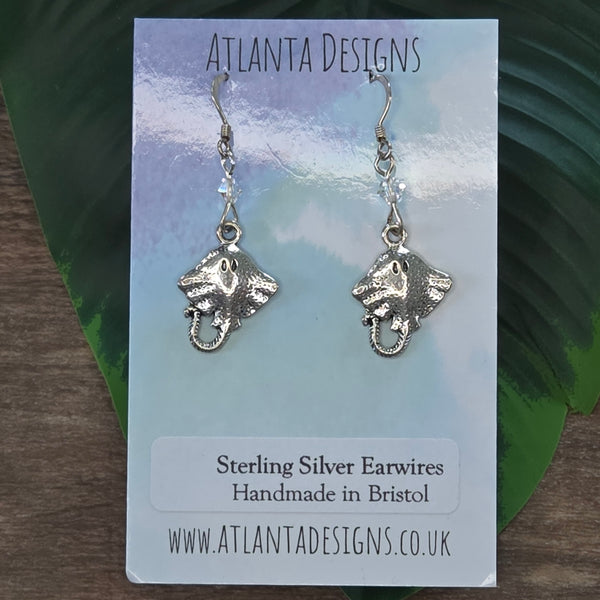 Stingray Manta Ray Dangly Earrings - Ocean Jewellery
