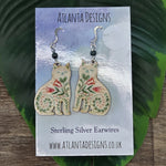 Floral Cat Dangly Earrings