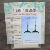 Blue Whale Tail Dangly Earrings - Ocean Jewellery