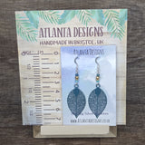 Teal Large Leaf Dangly Earrings