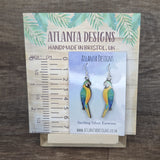 Parrot Dangly Earrings - Blue and Gold Macaw