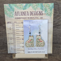 Floral Cat Dangly Earrings