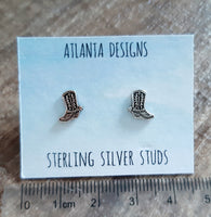 Silver Cowboy Boot Stud Earrings