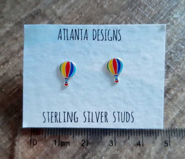 Hot Air Balloon Stud Earrings - Rainbow
