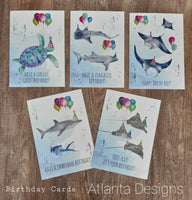 Pack of 5 Diving Themed Birthday Cards