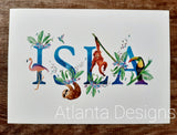 Personalised Name Prints - Tropical Animals