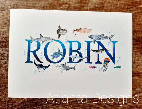 Personalised Name Prints - Ocean & Scuba Diving