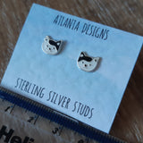 Silver & Enamel Cat Studs