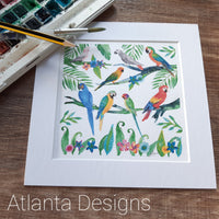 Tropical Parrot - 8" Watercolour Print