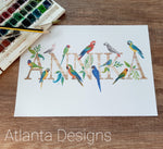 Personalised Name Prints - Tropical Parrots