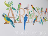Personalised Name Prints - Tropical Parrots