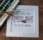 Love Country Music - 8" Mounted Watercolour Print