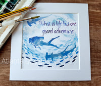 Scuba Diver Adventure - 8" Mounted Watercolour Print