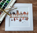 Nashville & Boots - 8" Country Mounted Watercolour Print