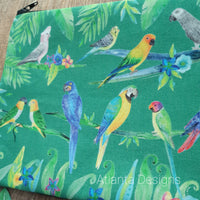 Tropical Parrots Makeup Bag - Turquoise