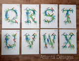 Tropical Parrots - A-Z Alphabet Print - FREE Name Personalisation!