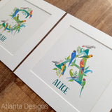 Tropical Parrots - A-Z Alphabet Print - FREE Name Personalisation!
