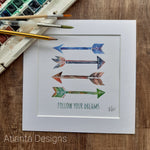 Arrows - 8" Country Music Mounted Watercolour Print
