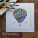 Patterned Hot Air Balloons - 8" Mounted Watercolour Print
