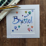 Bristol Hot Air Balloons - 8" Mounted Watercolour Print