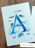 Ocean Reef - A-Z Alphabet Print - FREE Name Personalisation! Scuba Theme