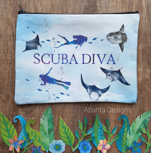Scuba Diving - Manta Rays & Mola Mola Makeup Bag
