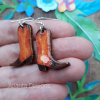 Cowboy Boots - Tan Swirl- Country Jewellery Earrings or Necklace