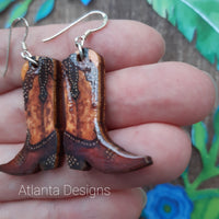 Cowboy Boots - Brown Studded - Country Jewellery Earrings or Necklace