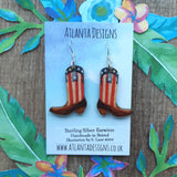 Cowboy Boots - Red Stripe - Country Jewellery Earrings or Necklace