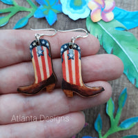 Cowboy Boots - Red Stripe - Country Jewellery Earrings or Necklace