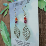 Filigree Leaf Drop Earrings - Pink