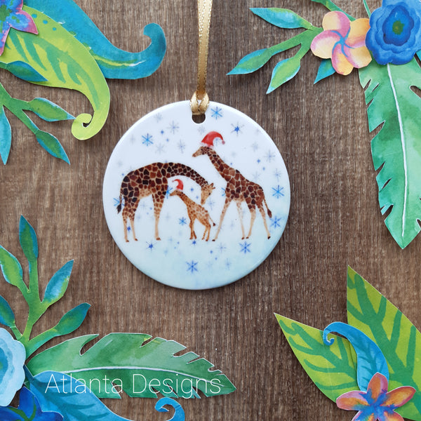 Giraffe Family - Individual Ceramic Hanging Christmas Decoration