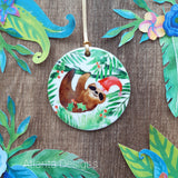 PERSONALISE ME! Tropical Sloth - Individual Ceramic Hanging Christmas Decoration