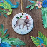 PERSONALISE ME! Elephant - Individual Ceramic Hanging Christmas Decoration