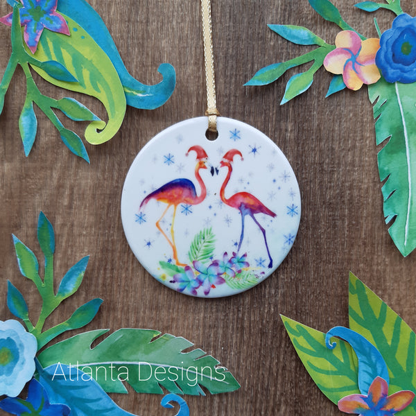 Flamingo - Individual Ceramic Hanging Christmas Decoration