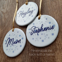 PERSONALISE ME! Robin & Holly Wreath - Individual Ceramic Hanging Christmas Decoration