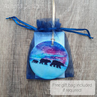 Hot Air Balloon Forest & Bears - Individual Christmas Ceramic Hanging Decoration