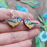 Blue Tit - Garden Birds Illustrated Jewellery - Earrings or Necklace