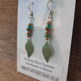 Green Leaf Beaded Earrings