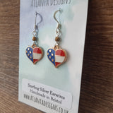 USA Flag Heart Earrings - Country Music