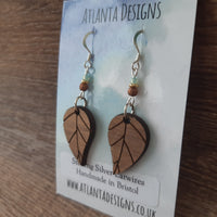 Wooden Boho Leaf Earrings
