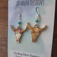 Steer/ Cows Head Earrings (Swirls Pattern)