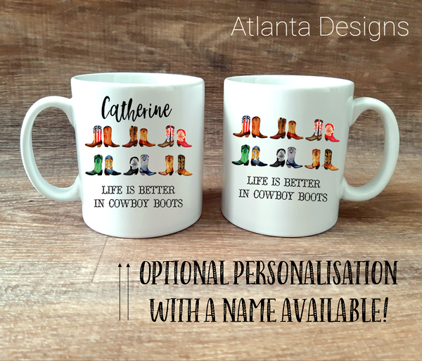 PERSONALISE ME Country Music Boots Mug with Optional Coaster Upgrade