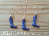 COUNTRY & COWBOYS - Handpainted Cowgirl Boot Necklace & Earrings - Jewellery